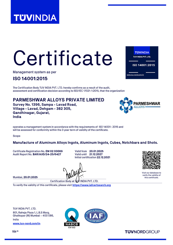 Parmeshwar Alloys Pvt Ltd Iso14001