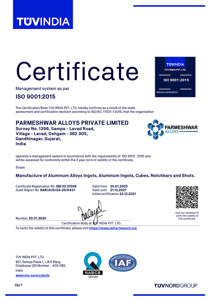 Parmeshwar Alloys Pvt Ltd Iso9001